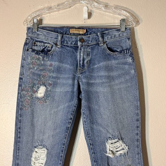 Abercrombie Fitch Jeans Womens SZ 2 Flared Denim Distressed Y2K Rave Style Boho - Picture 2 of 8